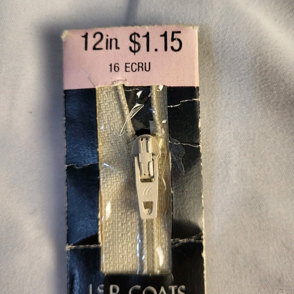 Vintage New Coats Zipper 12" Ecru Polyester Flex Zip